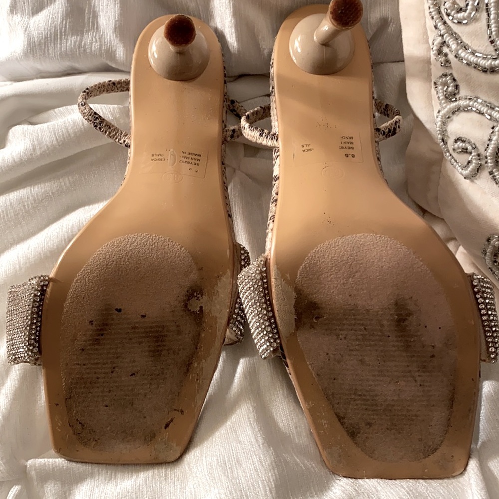Cape Robbin Kessica Snake High Heel Open Toe Strap Rhinestone Pump Sandal 8.5 - Picture 4 of 7